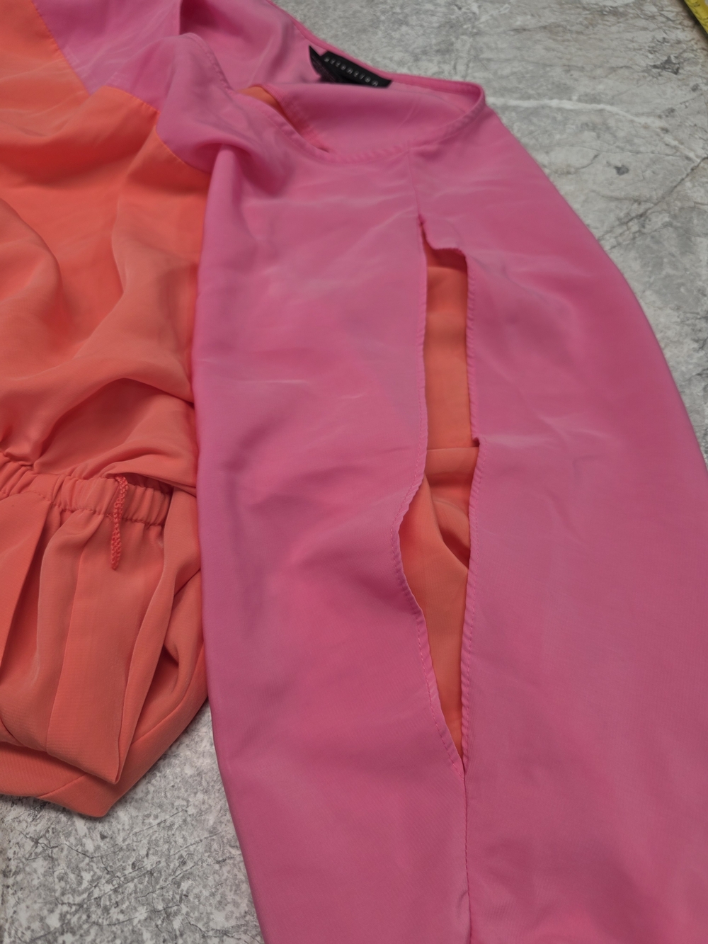Womens Attention Pink and Coral Colorblock Midi Dress - Picture 4 of 6